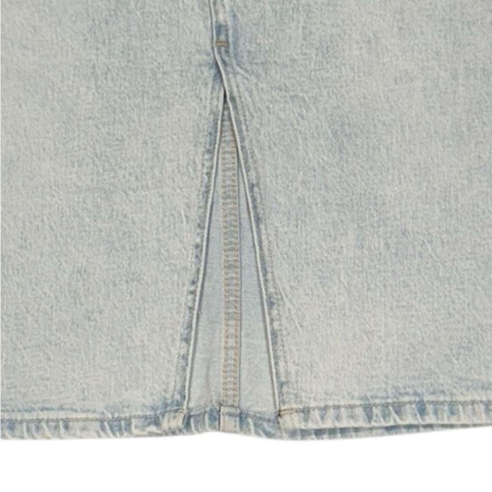 LUCKY BRAND Light Wash Blue Denim Jean Midi Skirt With Slit & Pockets NWT 8/29 - Picture 3 of 14